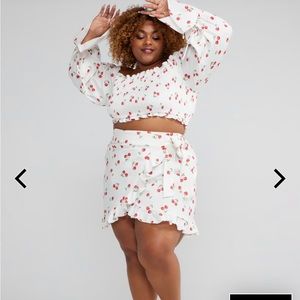 Tatiana Off The Shoulder Cherry Print Top and Skirt Set